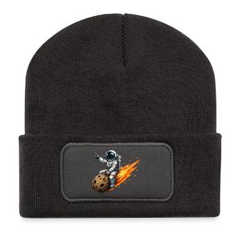 Astronaut hits meteor rocket - Recycled Patch Beanie - dark grey - Front