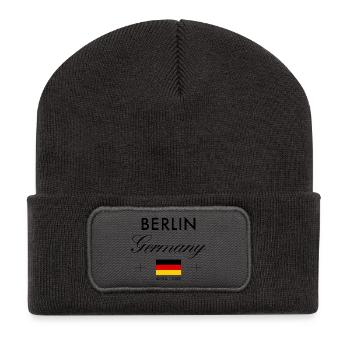 Berlin Germany Coordinates Travel Souvenir - Recycled Patch Beanie - dark grey - Front