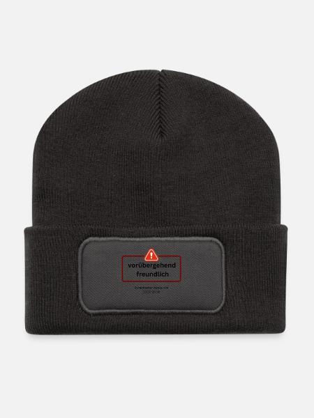Voruebergehend_freundlich Warnschild spruch - Recycelte Patch Beanie - Dunkelgrau