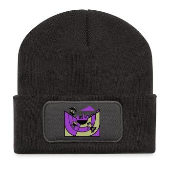 Halfpipe Skatepark Grafik - Recycelte Patch Beanie - Dunkelgrau - Vorne