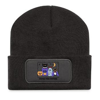 Niedliche Halloween Kostümparty  - Recycelte Patch Beanie - Dunkelgrau - Vorne
