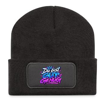 Du bist gut genug  - Recycelte Patch Beanie - Dunkelgrau - Vorne