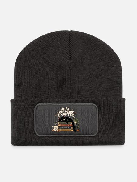 Just One More Chapter Katze - Recycelte Patch Beanie - Dunkelgrau