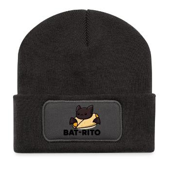 Bat-Rito Taco-Bat Cartoon - Recycelte Patch Beanie - Dunkelgrau - Vorne
