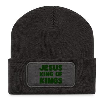 Jesus König der Könige - Recycelte Patch Beanie - Dunkelgrau - Vorne