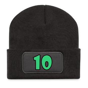 10. 10 JAHRE. 10-JÄHRIGES JUBILÄUM. 10-JÄHRIGES JUBILÄUM. - Recycelte Patch Beanie - Dunkelgrau - Vorne