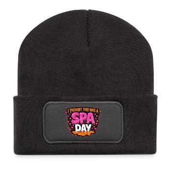  I Thought This Was A Spa Day Lustiger Wellness - Recycelte Patch Beanie - Dunkelgrau - Vorne
