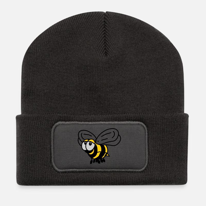 Biene - Recycelte Patch Beanie - Dunkelgrau
