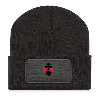 Jeu de poker - Beanie recyclé à patch - charbon - Devant