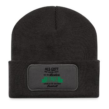 Als Gott Golfen Fussball - Recycelte Patch Beanie - Dunkelgrau - Vorne