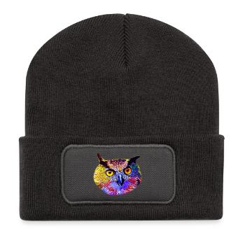gxp chouette hibou vector art - Beanie recyclé à patch - charbon - Devant