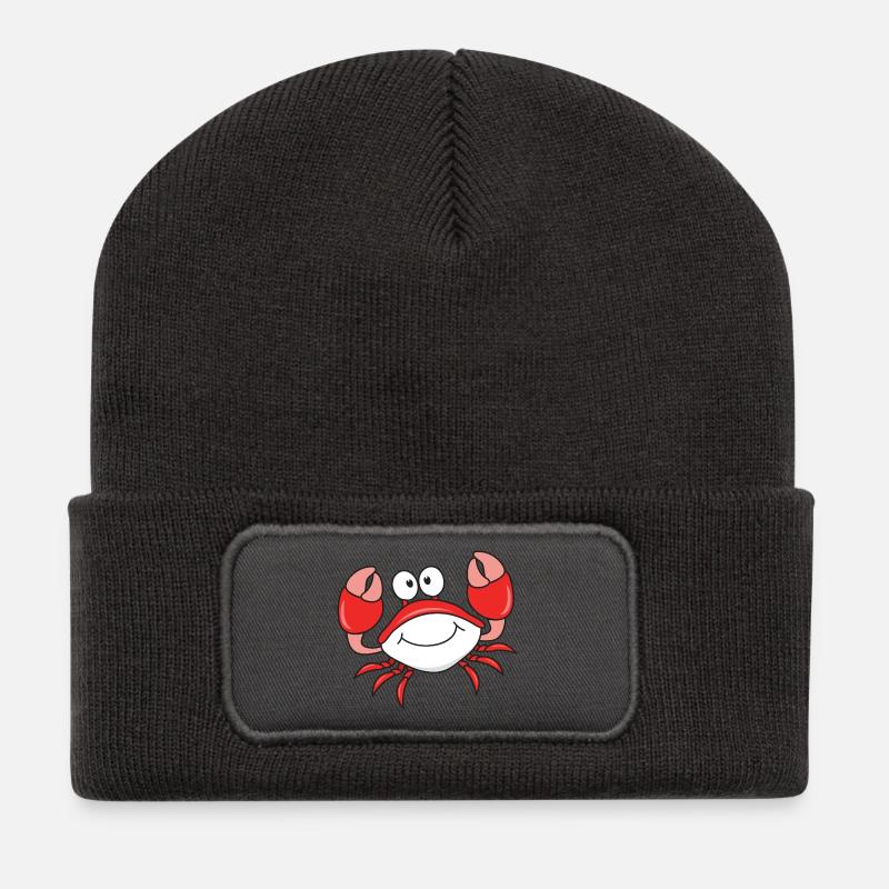 Krabbe Krebs Krebstiere - Recycelte Patch Beanie - Dunkelgrau