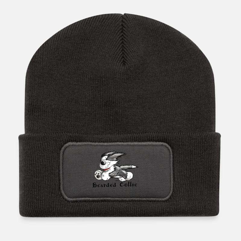 Bearded Collie - Recycelte Patch Beanie - Dunkelgrau
