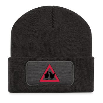 Chicken evening chicken attention free-range hens - Recycled Patch Beanie - dark grey - Front