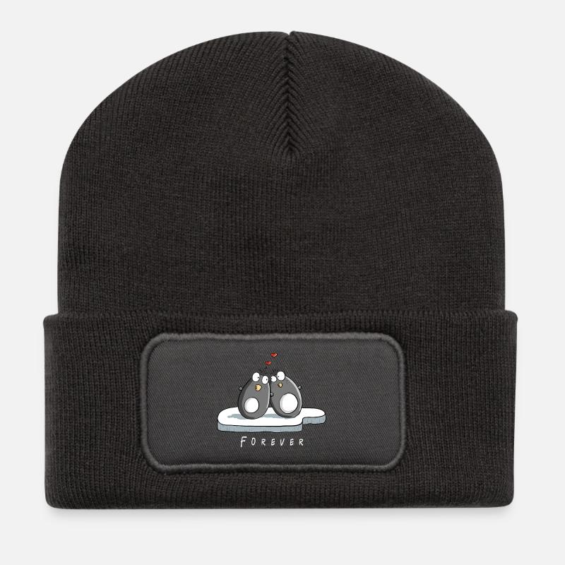 Forever In Love Pinguine I Pinguin Comic Geschenk - Recycelte Patch Beanie - Dunkelgrau