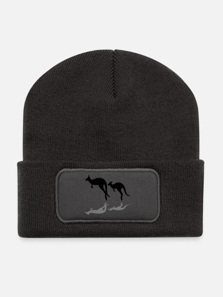 Känguru - Recycelte Patch Beanie - Dunkelgrau