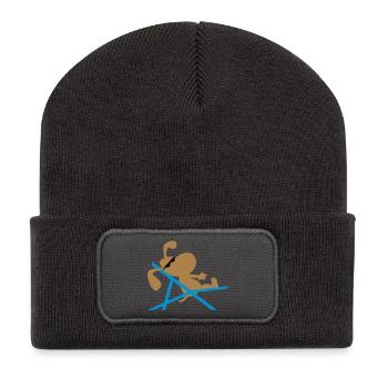 hund - Recycelte Patch Beanie - Dunkelgrau - Vorne