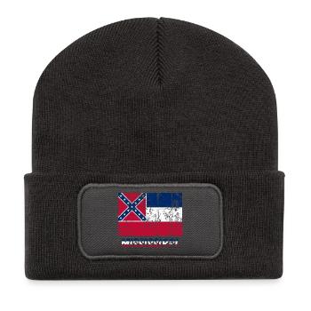 Mississippi Flagge Flagge USA Amerika Amerika - Recycelte Patch Beanie - Dunkelgrau - Vorne