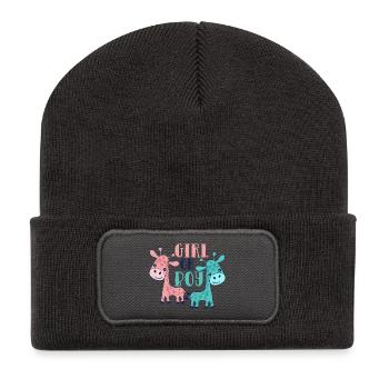 Girl or Boy, bébé - Beanie recyclé à patch - charbon - Devant