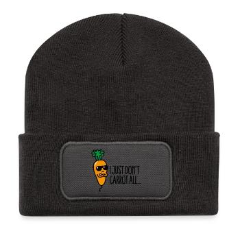 I just don't carrot all Lustige Vegan Wortspie - Recycelte Patch Beanie - Dunkelgrau - Vorne