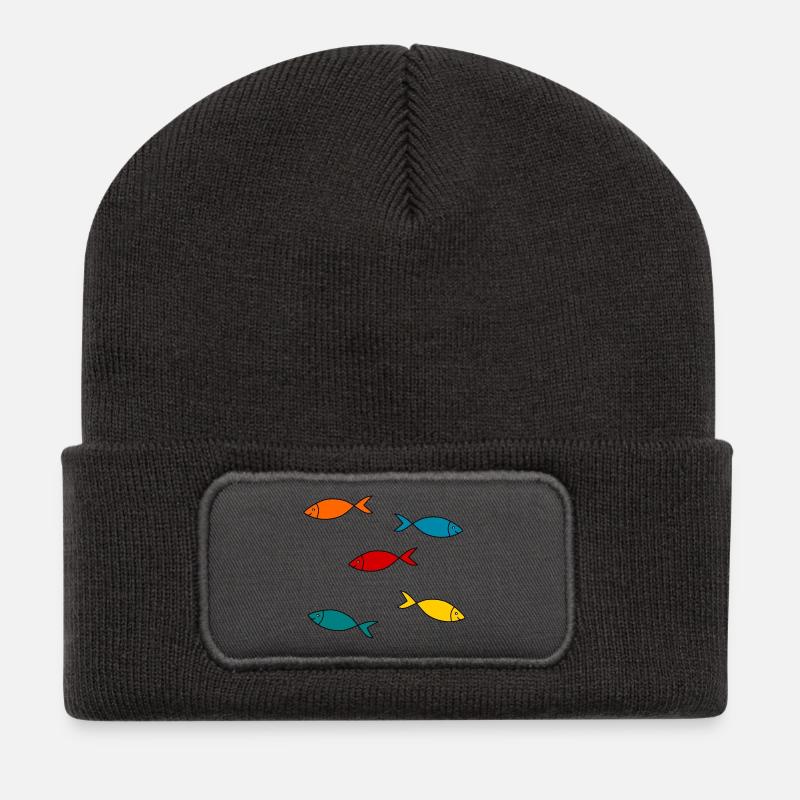 SARDINE. FISCH. APRILFISCH. - MEER. OZEAN - Recycelte Patch Beanie - Dunkelgrau