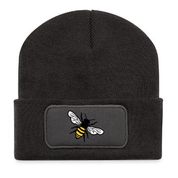 Abeille - Beanie recyclé à patch - charbon - Devant