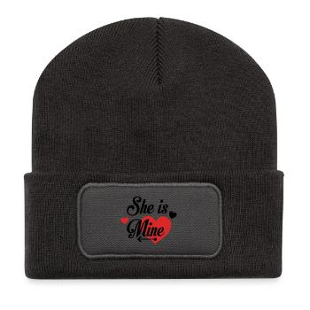 Love Heart with Typographic Feelings - Recycled Patch Beanie - dark grey - Front
