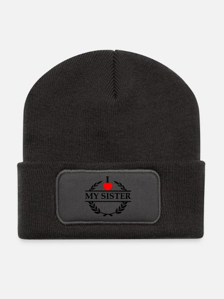 Ich liebe meine Schwester - Recycelte Patch Beanie - Dunkelgrau