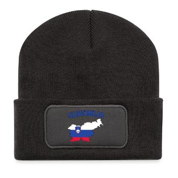 Slowenien Flagge Landkarte - Recycelte Patch Beanie - Dunkelgrau - Vorne