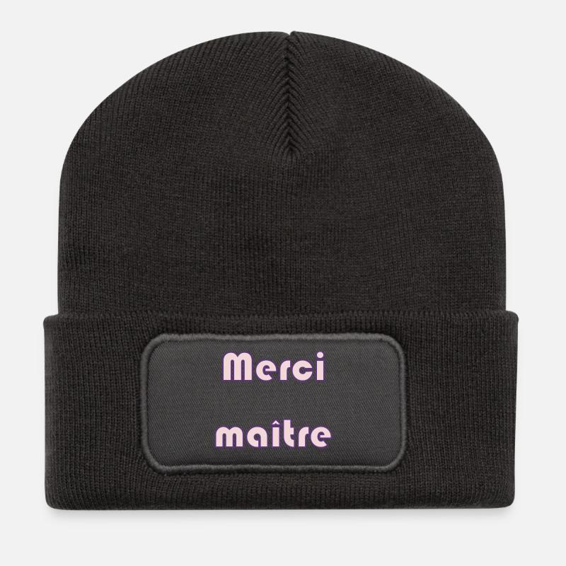 MAÎTRE. MERCI. MERCI MAÎTRE. MAITRE. CADEAU MAÎTRE - Beanie recyclé à patch - charbon