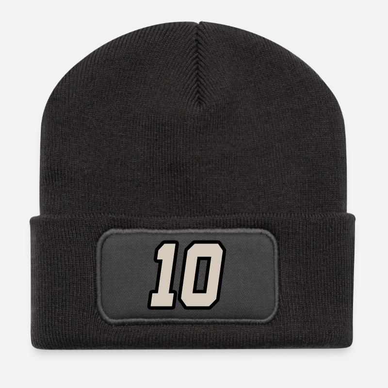 Nummer zehn 10 - Recycelte Patch Beanie - Dunkelgrau