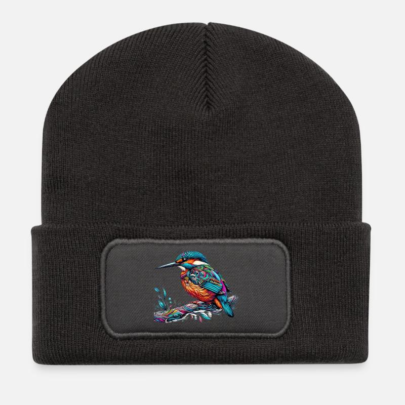 Eisvogel - Recycelte Patch Beanie - Dunkelgrau