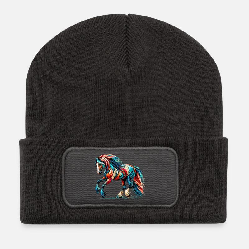 Pferd - Recycelte Patch Beanie - Dunkelgrau