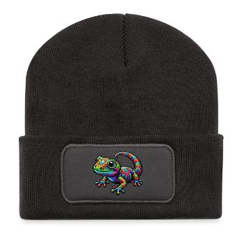 Gecko - Recycelte Patch Beanie - Dunkelgrau - Vorne