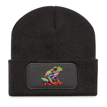 Grenouille - Beanie recyclé à patch - charbon - Devant