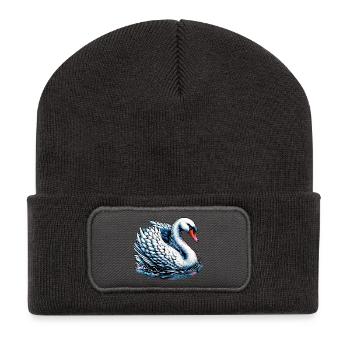 Schwan - Recycelte Patch Beanie - Dunkelgrau - Vorne