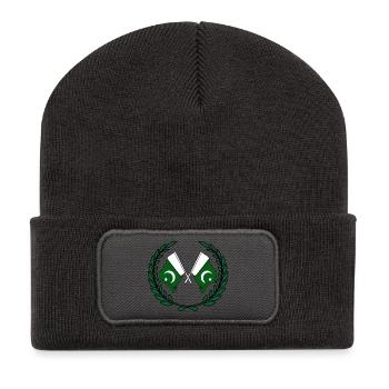 Drapeaux du Pakistan en couronne de laurier - Beanie recyclé à patch - charbon - Devant