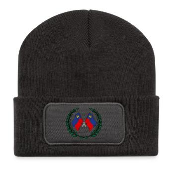 Drapeaux Liechtenstein en couronne de laurier - Beanie recyclé à patch - charbon - Devant