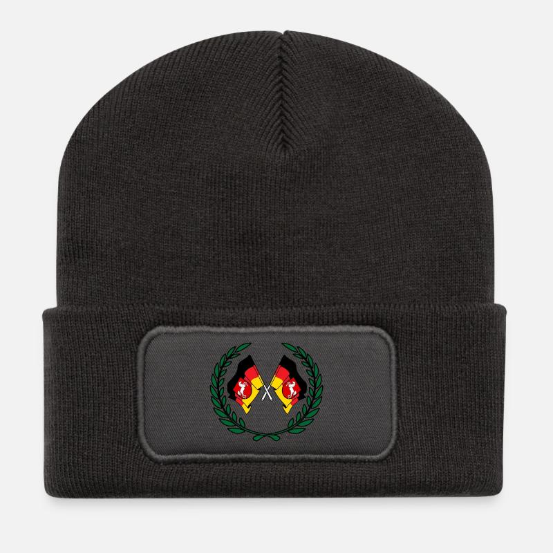 Drapeaux Couronne de laurier de Basse-Saxe - Beanie recyclé à patch - charbon
