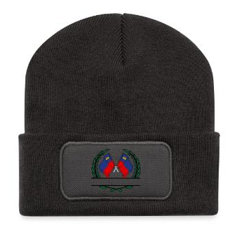 Drapeaux Liechtenstein couronne de laurier bannière - Beanie recyclé à patch - charbon - Devant