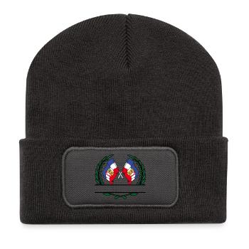 Fahnen Schleswig Holstein Lorbeerkranz Banner - Recycelte Patch Beanie - Dunkelgrau - Vorne