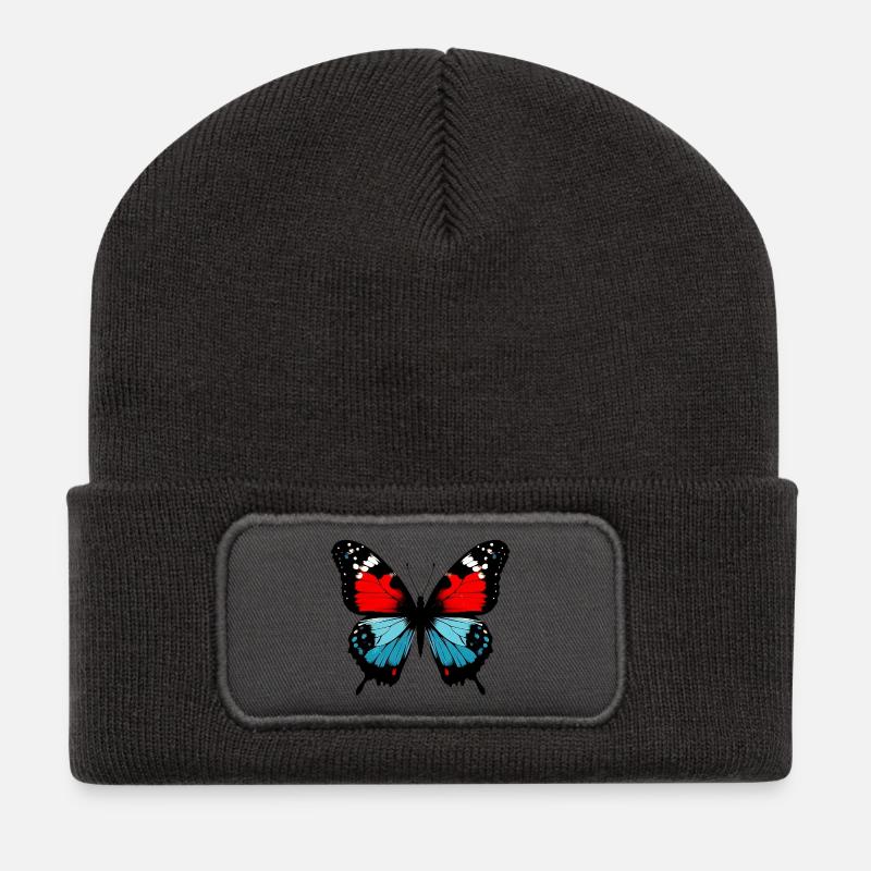 Schmetterling - Recycelte Patch Beanie - Dunkelgrau