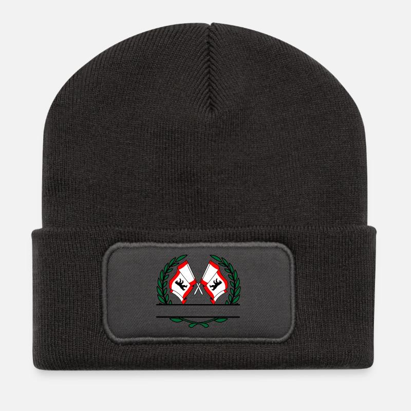 Fahnen Berlin Lorbeerkranz Banner - Recycelte Patch Beanie - Dunkelgrau