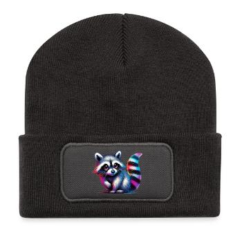 Raton laveur - Beanie recyclé à patch - charbon - Devant
