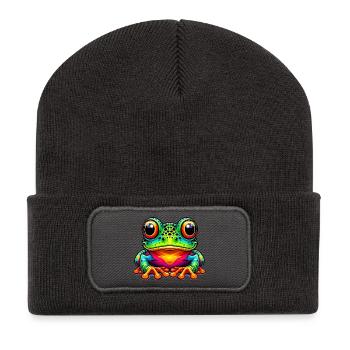 Grenouille - Beanie recyclé à patch - charbon - Devant