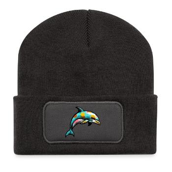 Dauphin - Beanie recyclé à patch - charbon - Devant
