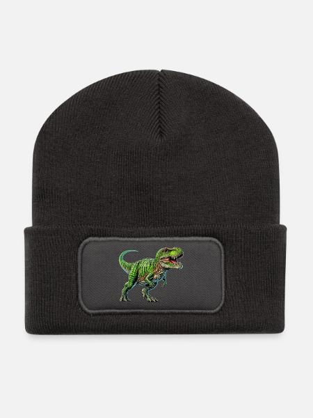 Dinosaurier - Recycelte Patch Beanie - Dunkelgrau