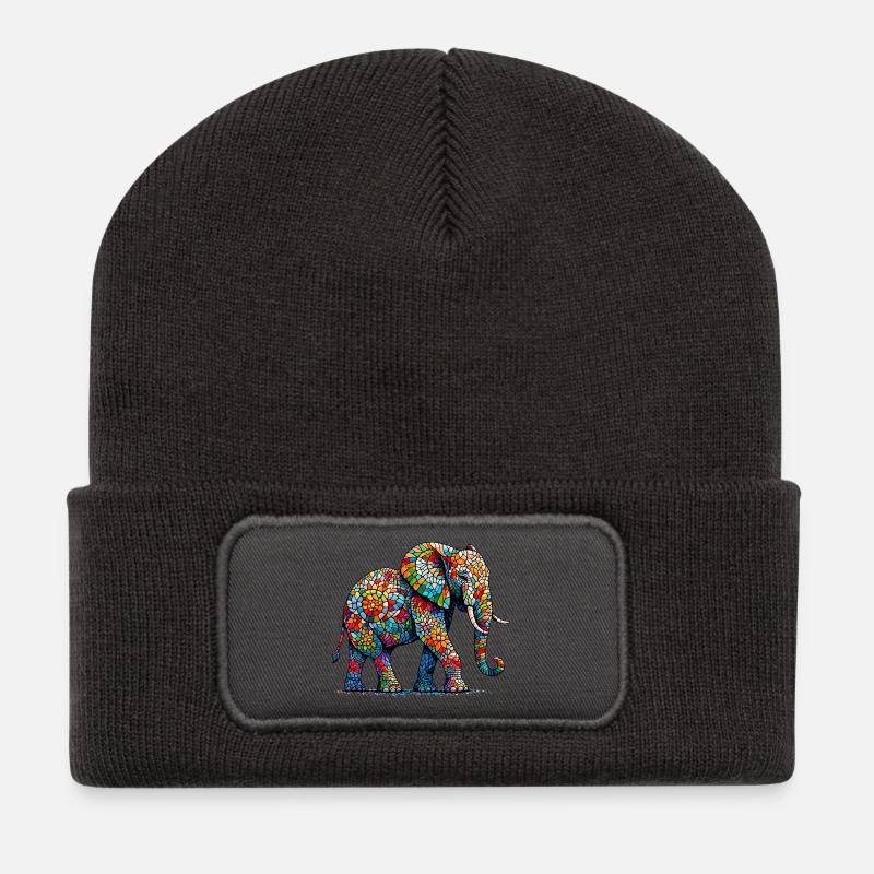 Elefant - Recycelte Patch Beanie - Dunkelgrau