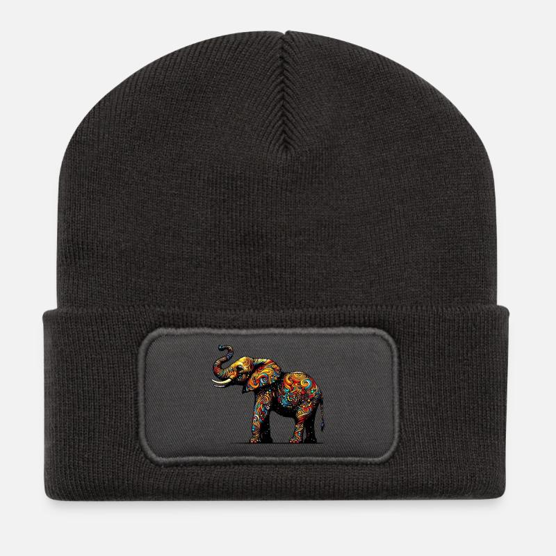 Elefant - Recycelte Patch Beanie - Dunkelgrau