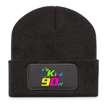 Fête des années 90 , Soirée à thème , Enfant des années 90 (25) - Beanie recyclé à patch - charbon - Devant